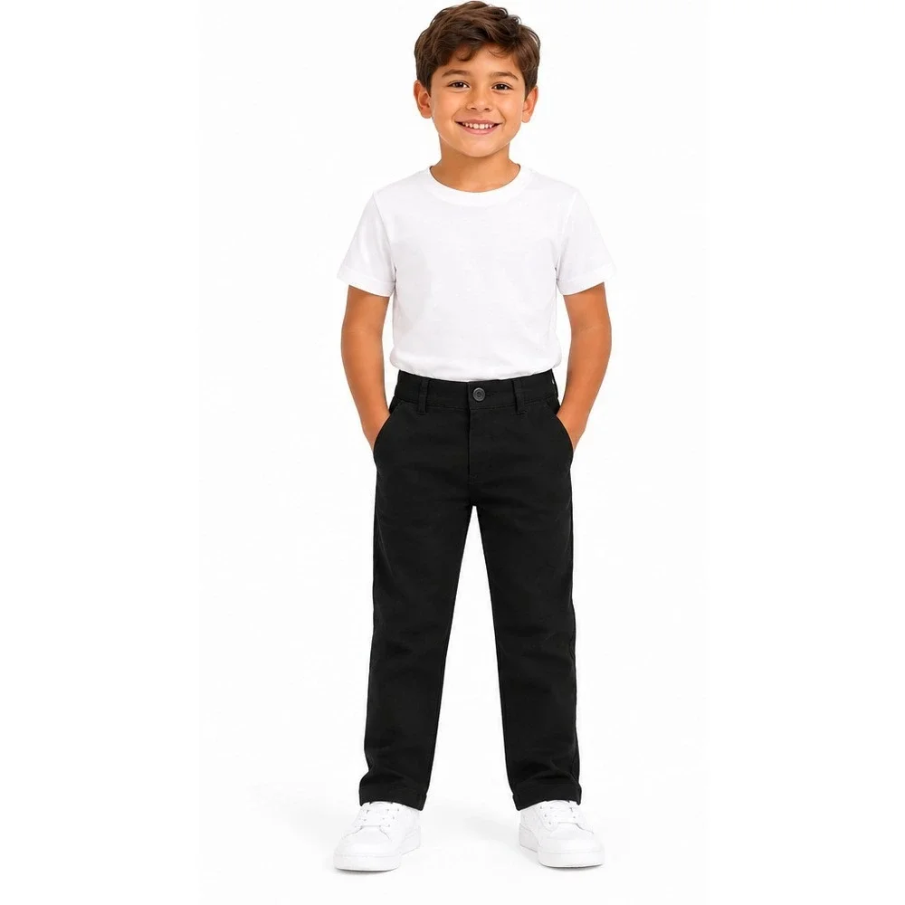 The Children's Place Boys Uniform Chino Pants Size 5 Black Stretch Skinny Fit